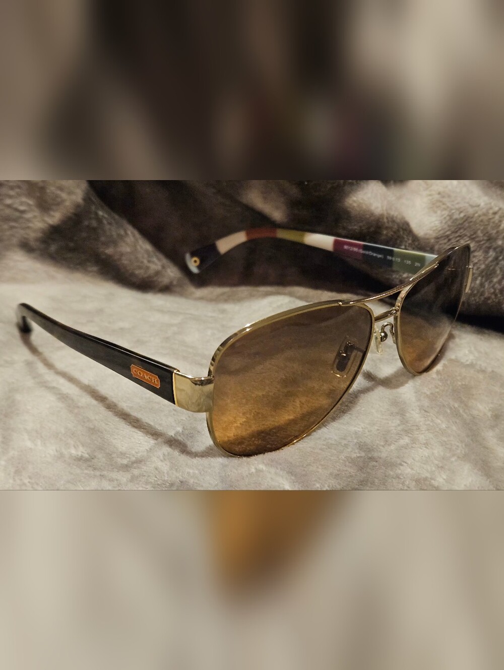 Coach Women's Kristina Gold/Brown Aviator Sunglasses - Picture 6 of 8
